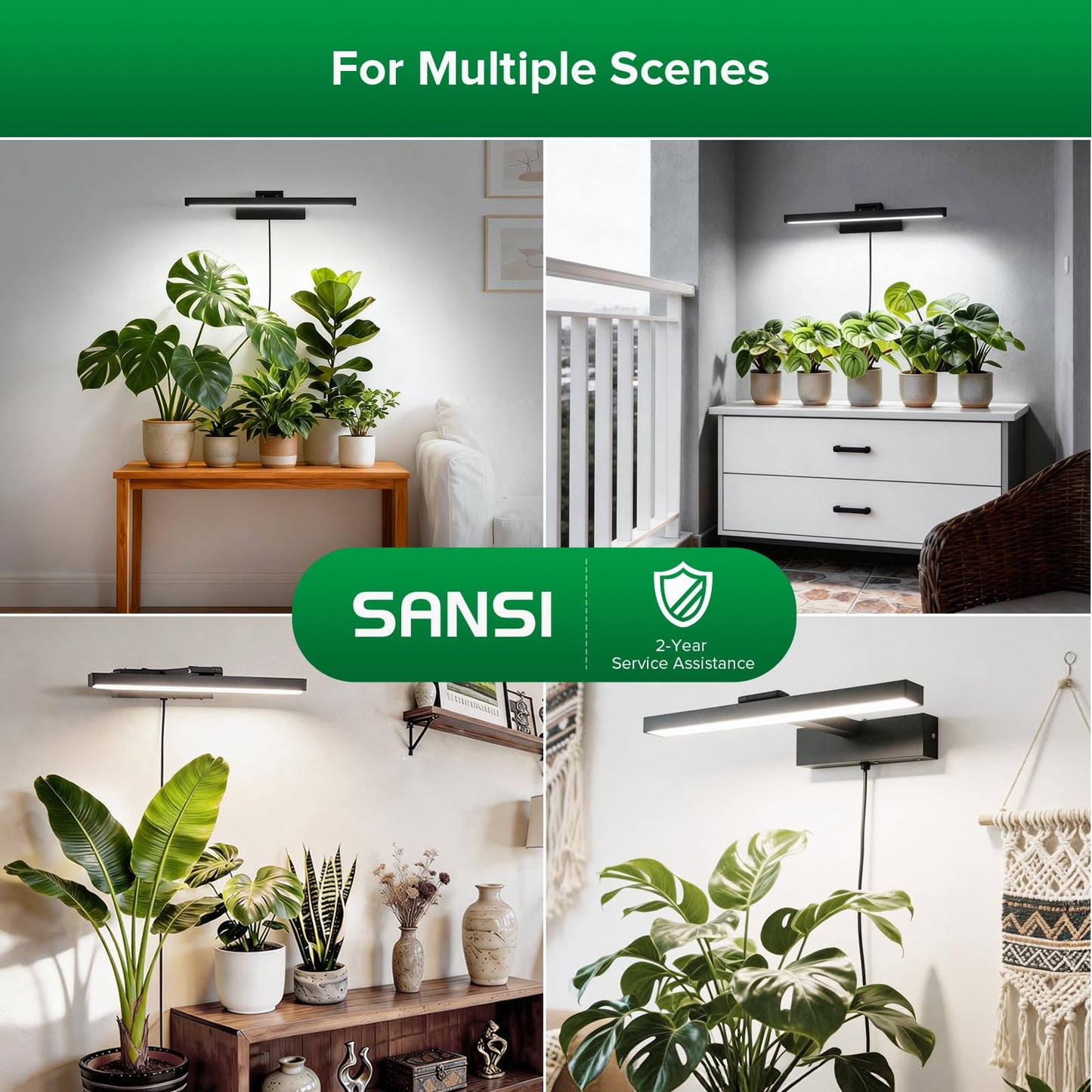 SANSI Grow Lights for Indoor Plants, 35W Wall Mounted Grow Light Full Spectrum, LED Plant Lights for Indoor Growing, High PPFD with 4-Level Dimmer, Auto On Off 4/8/12 Hrs Remote for Greenhouse Seed