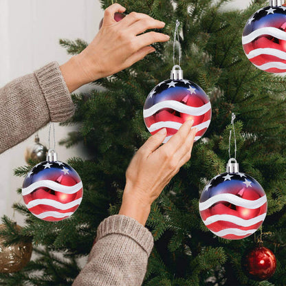 Iceyyyy 16 Pcs Independence Day Ball Ornament - 4th of July Patriotic Hanging Ball Decoration American Flag Ornament for Independence Day, Christmas Tree, USA Themed Party Supplies (16)