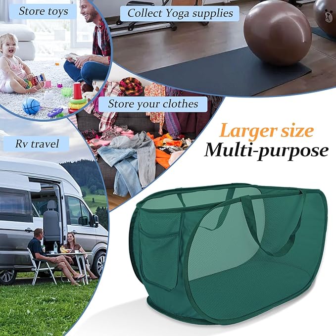 100L Foldable Laundry Baskets 2 Pack, Extra Large Mesh Pop Up Laundry Hamper