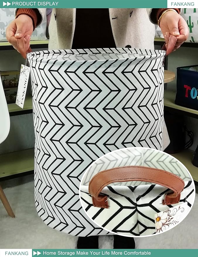 FANKANG Storage Basket, Nursery Hamper Canvas Laundry Basket Foldable