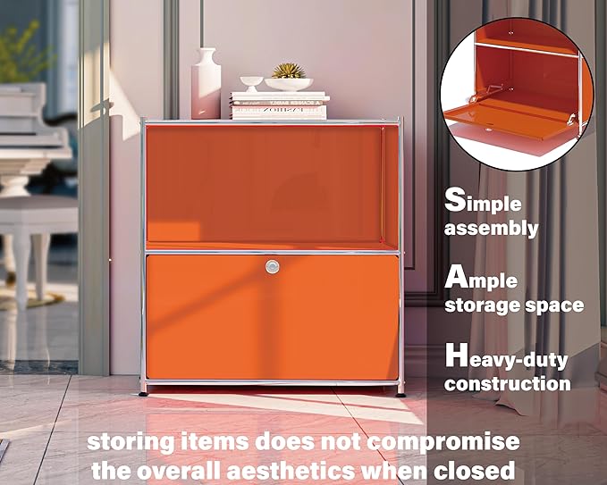 32.5-Inch Flip-Top Side Table & Buffet Cabinet
