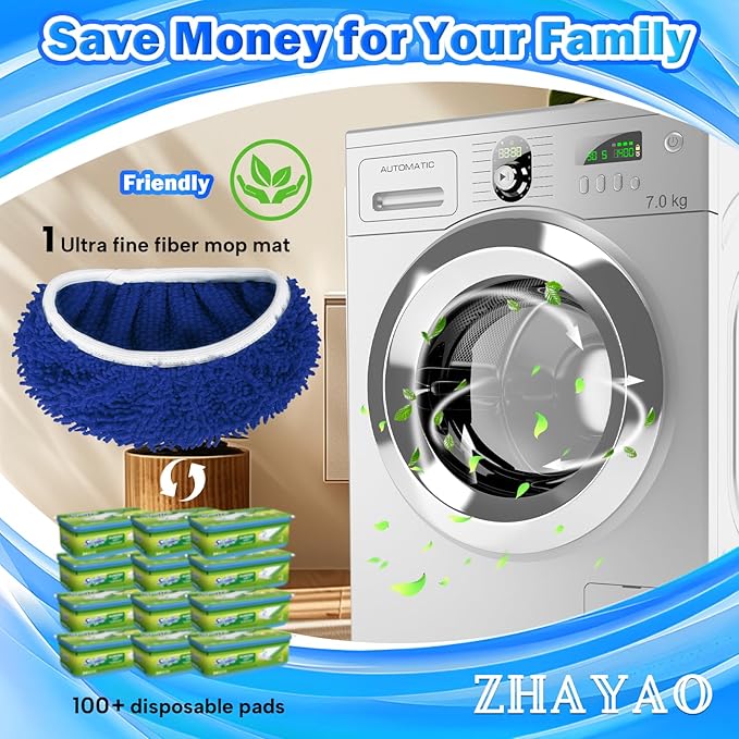Coral Fleece Mop Pads, Reusable Wet/Dry Compatible