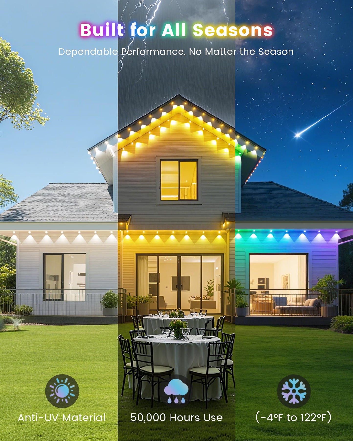 KISUFU 200ft RGB+CCT Permanent Outdoor Lights for House, 24V 60W IP67 Outdoor Ground Lights, 60-Pack Pathway Light for Valentine Christmas Garden Yard Walkway