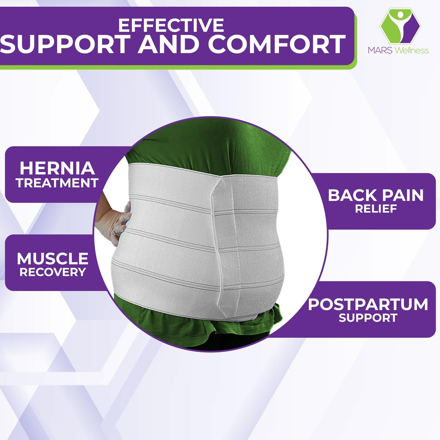 MARS WELLNESS Premium Plus Size Bariatric Abdominal Binder - 12" 4 Section/Panel - Bariatric Binder Abdominal Brace for Men or Women - Fits Waist Sizes 55" - 72"