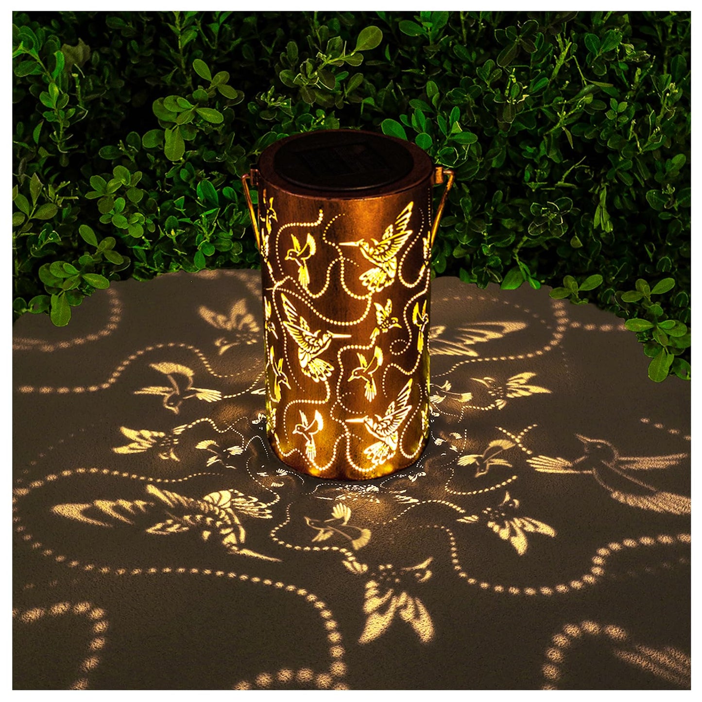 Solar Lanterns Outdoor Hanging Hummingbird Decor Lantern,Waterproof Hollow Out Metal Decorative Garden Light,Graceful Decoration for Patio,Yard,Landscape,Walkway,Festival