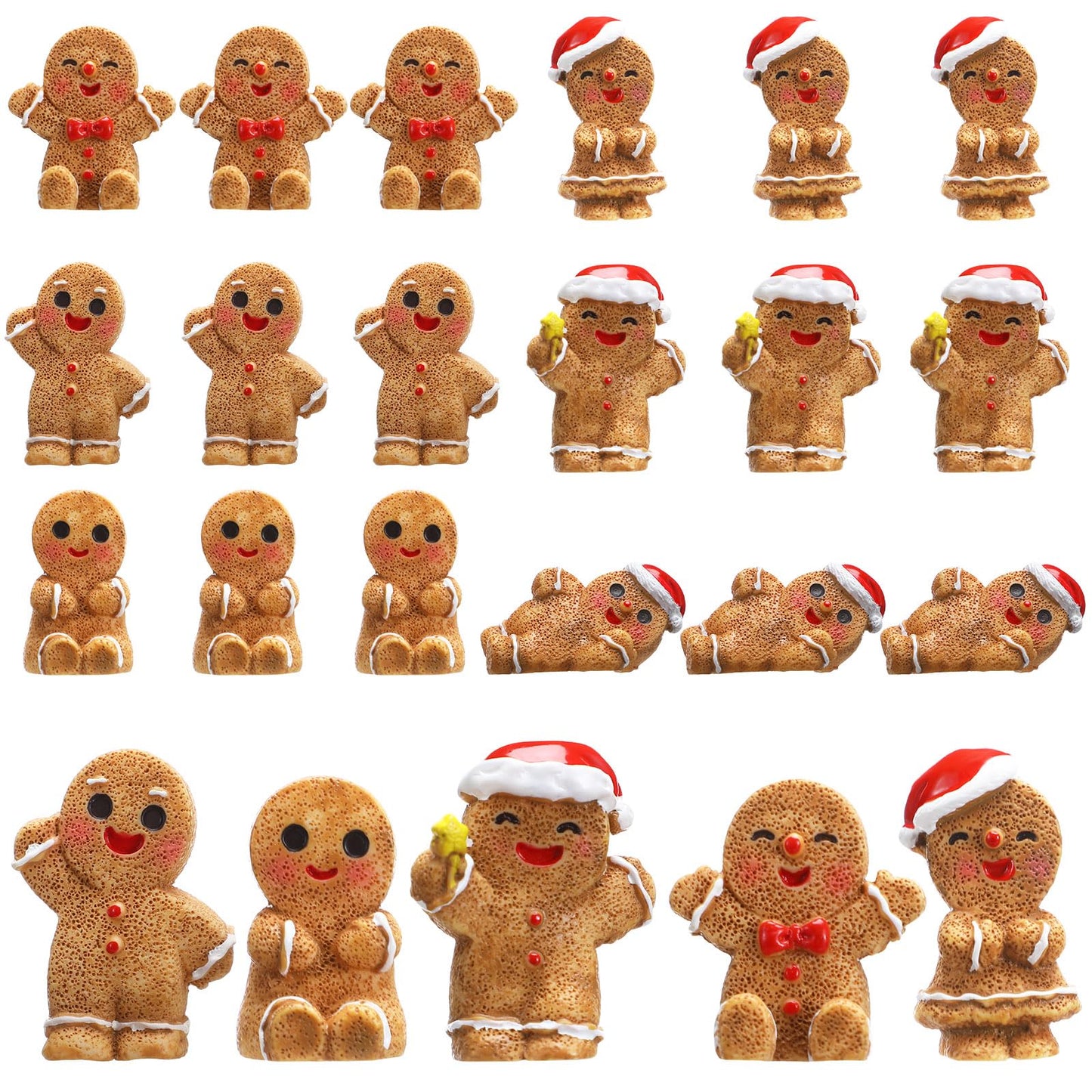 Realspring 30 Pcs Christmas in July Mini Resin Gingerbread Men Charms for Craft 3D Miniature Gingerbread Men Figurines to Hide Xmas Ornaments for Christmas Village Accessories DIY Indoor Party Decor
