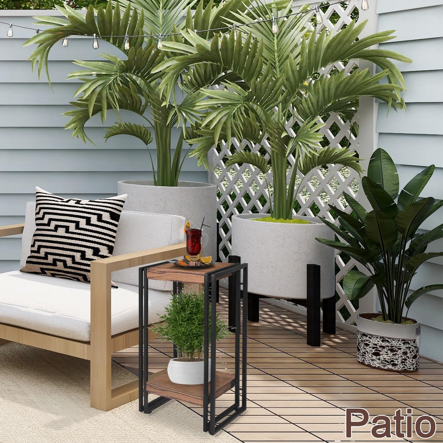fusehome 22 inch Plant Stand Table, 2 Tier Plant Shelves Indoor Flower Pots Stand Holder Modern Corner Plant Stand Rack Shelves Square Plant Tables for Office Living Room, Balcony,Brown