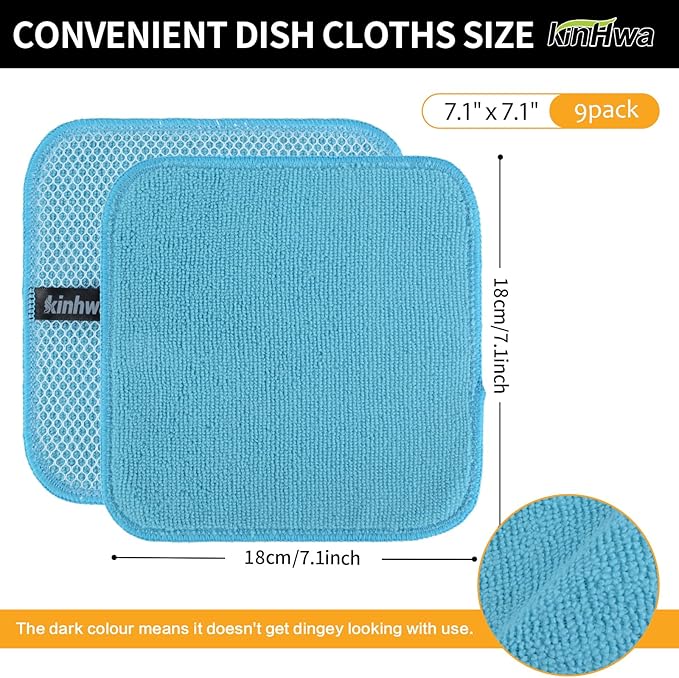 KinHwa Kitchen Washcloths for Dishes Absorbent Microfiber Dish Cloths Quick Dry