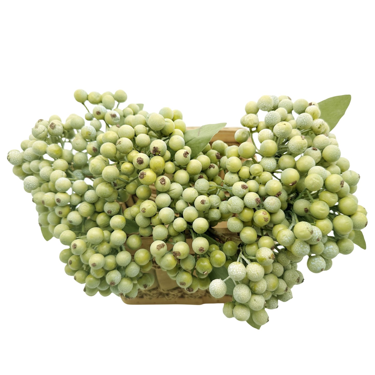 M2cbridge Artificial Berry Stems Christmas Picks Pine Needles Branches Wreath Ornament (Green 12pcs)