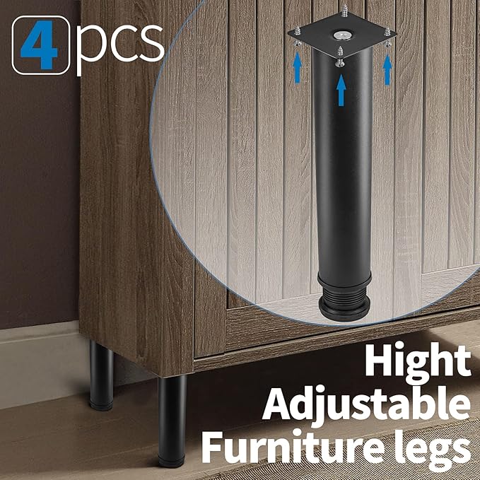 10 Inch Metal Furniture Legs Stainless Steel Adjustable Legs Black Metal Legs