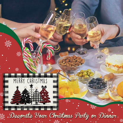 Christmas Tree Snowflakes Placemats Set of 4 Winter Gifts for Christmas Women Rustic Holiday Plaid Placemats Decor for Xmas Party Outdoor Home Kitchen Dining Recyclable Table Mats 12x18 inch - DH713