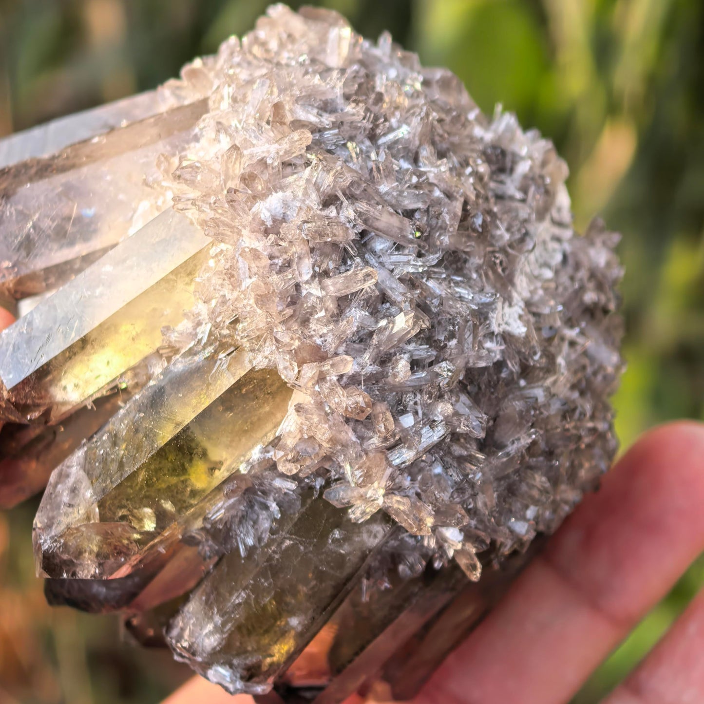 NsmjodStone Crystal Cluster Reiki Healing Stone Natural Quartz Point Mineral Crystal Specimen Home Decor Gift (About 220g Smoky Quartz)