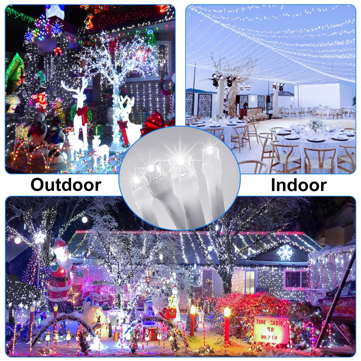 FLVOECN 1200LED Christmas Lights Outdoor Decorations 8 Modes & Memory Timer Christmas Lights with Plug Waterproof Fairy String Lights for Xmas Home Holiday Decor (Cool White, 392 FT 1200 LED)