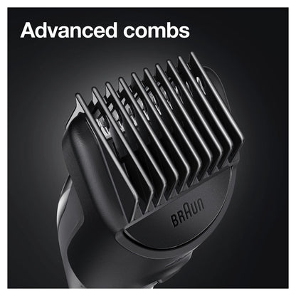 Braun 6-in-1 All-in-One Series 3, Male Grooming Kit with Beard Trimmer, Hair Clippers & Precision Trimmer, 5 Attachments, Gifts for Men, UK 2 Pin Plug, MGK3221, Black/Volt Green