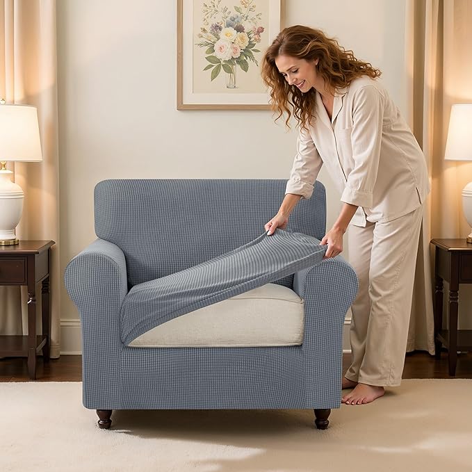 SUBRTEX 3 Pieces Stretch Sofa Slipcover Sets Couch Cover Sets Backrest Cushion