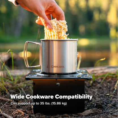 Coghlan's Portable Folding Camp Stove – Compact, Lightweight Steel Cooking Stove for Camping, Backpacking, Hiking, or Emergency Use – Uses Canned Heat or Fuel Tablets, Black