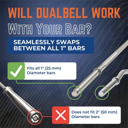 Dualbell Pair- Connect Dumbbells to Barbell (Black)