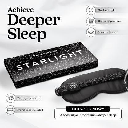TheSleepGuard Pure Silk Sleep Mask [100% 6A Mulberry Silk, 22 Momme] Light Blocking Travel Essentials. Eye Masks for Sleeping. Black Oeko-Tex Blindfold. Eye Covers for Men & Women