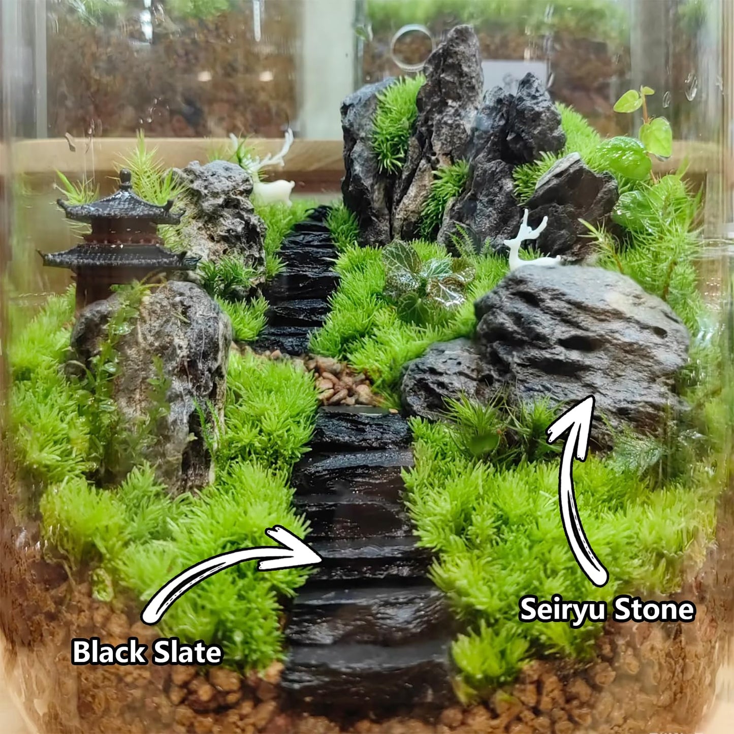 KINGRUI Natural Rocks Slate Stone 1-2.5 Inches Decorative Stones for Miniature Landscaping,Fairy Gardens,Bonsai,DIY Crafts,Aquariums & Reptile Terrariums-1lb