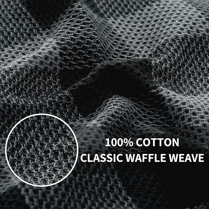 Homaxy 100% Cotton Waffle Weave Check Plaid Kitchen Towels, 13 x 28 Inches
