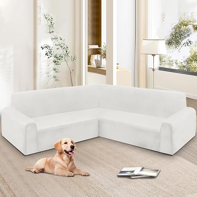HDCAXKJ Corner Sectional Couch Covers Velvet Stretch L Shape Sofa Cover Soft