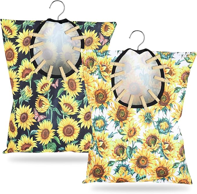 2 Pcs Sunflower Clothes Pin Bag Clothespin Bag Holder Clothespin Holder 15 X 11