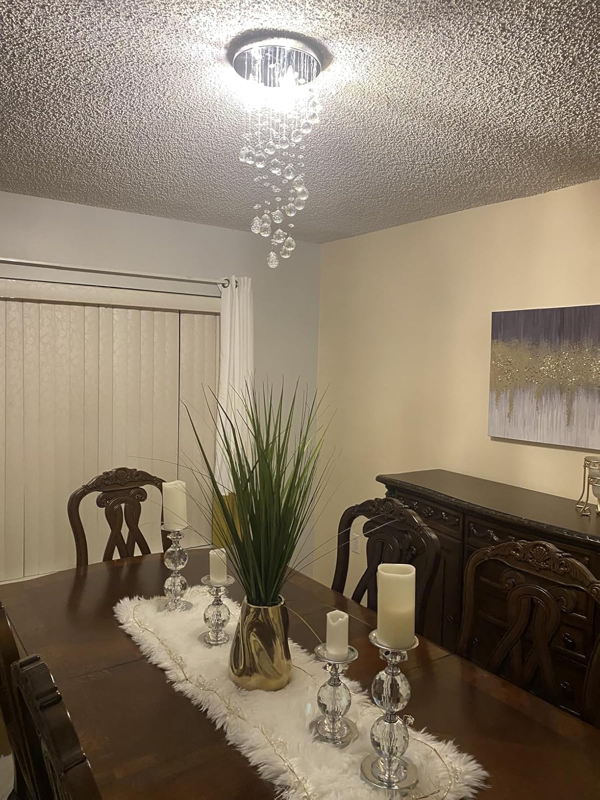 CRYSTOP 3-Lights Spairal Crystal Chandelier,Modern Raindrop Light Fixture Pendant Ceiling Mount Lamp Lighting Fixtures for LivingRoom, Bedroom, Bathroom D9“ X H21.3”