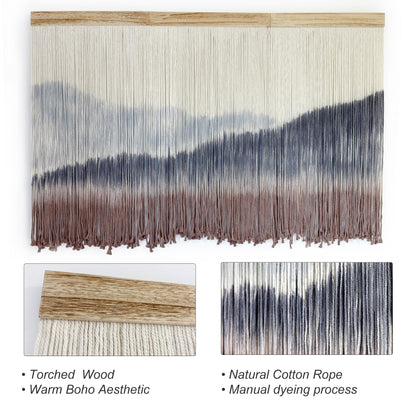 AKSWSHO Macrame Wall Hanging, Extra Large Mountain Dip-Dye Handmade Cotton Tapestry 59.06" x 38.19", Oversized Boho Wall Décor for Living Room Bedroom Studio Entryway, Serene Handcrafted Home Gift