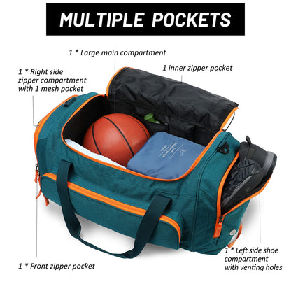 MIER Large Gym Bag for Men Sports Duffle Bag with Shoe Compartment 60L Lightweight Duffel Bags for Workout Fitness Travel, Olive Green