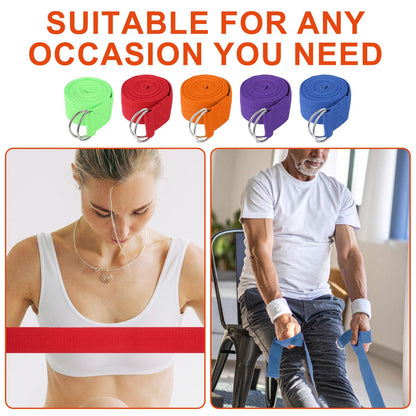 10 Pcs Yoga Strap for Stretching Bulk 6ft Exercise Stretch Band with Metal D Ring Adjustable Pilates Non Elastic Yoga Stretch Belt for Women Men Physical Fitness Gym Workout Dance