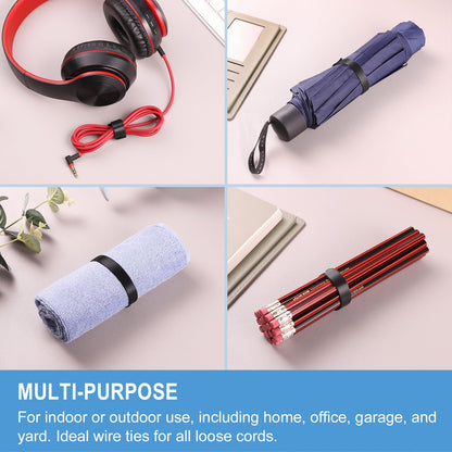 100 PCS 8 Inches Reusable Cable Ties | Adjustable Cord Wraps, Cable Straps | Hook & Loop Cord Organizer, Cable Management