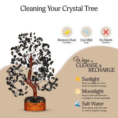 YATSKIA Black Tourmaline Crystal Tree | Gemstone Tree of Life | Healing Crystals and Stones | Boho Home Decor | Positive Energy Decor | Unique Gifts for Women | Healing Gifts for Women | 10 Inch