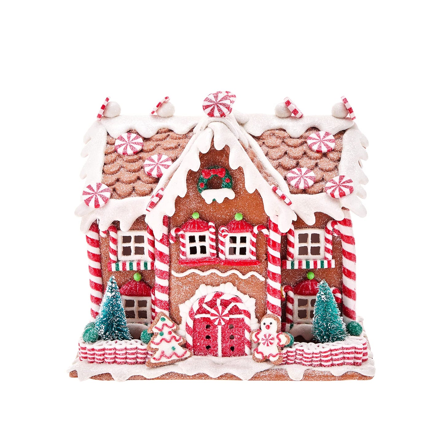 KPCB Gingerbread House Decorations - Gingerbread Decor 8.7 inches - Classic Christmas Village Figurines with Detailed Handcrafted Elements - Table Centerpiece Cookie Holiday Decor