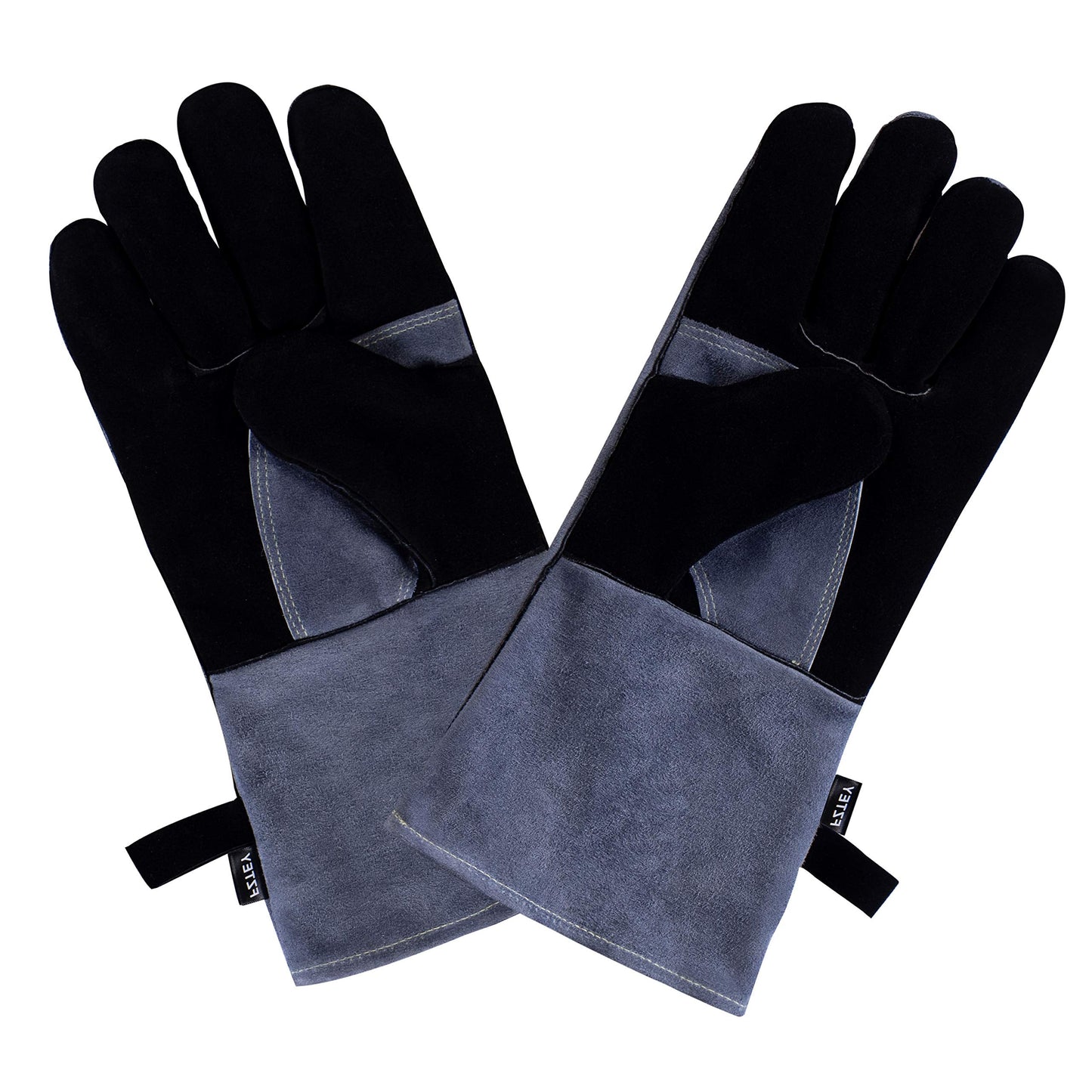 FZTEY Wleding Oven, BBQ Golves, Cut&Heat&Fire Resistant Leather Thorn Proof Thickening Gaunlets with Kevlar Stitching, Hot Thermal Work Safety Protective Gloves for Men&Women (Grey 16 inc 40CM)