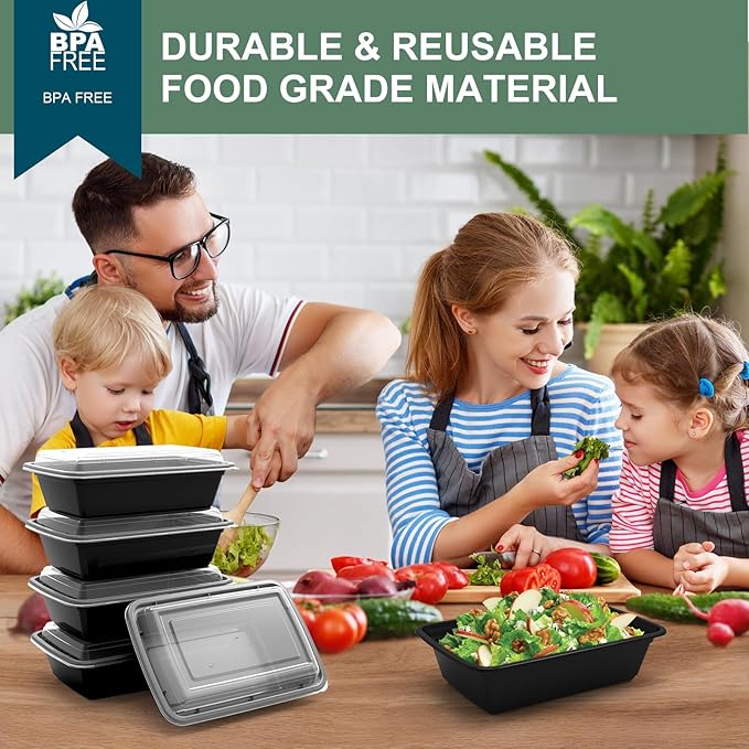 Meal Prep Containers Reusable 50 Pack - 28 oz Food Containers