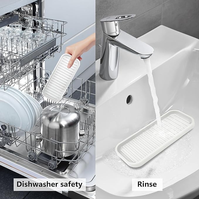 Silicone Sponge Holder Kitchen Sink Organizer Tray Dish Caddy Soap Dispenser