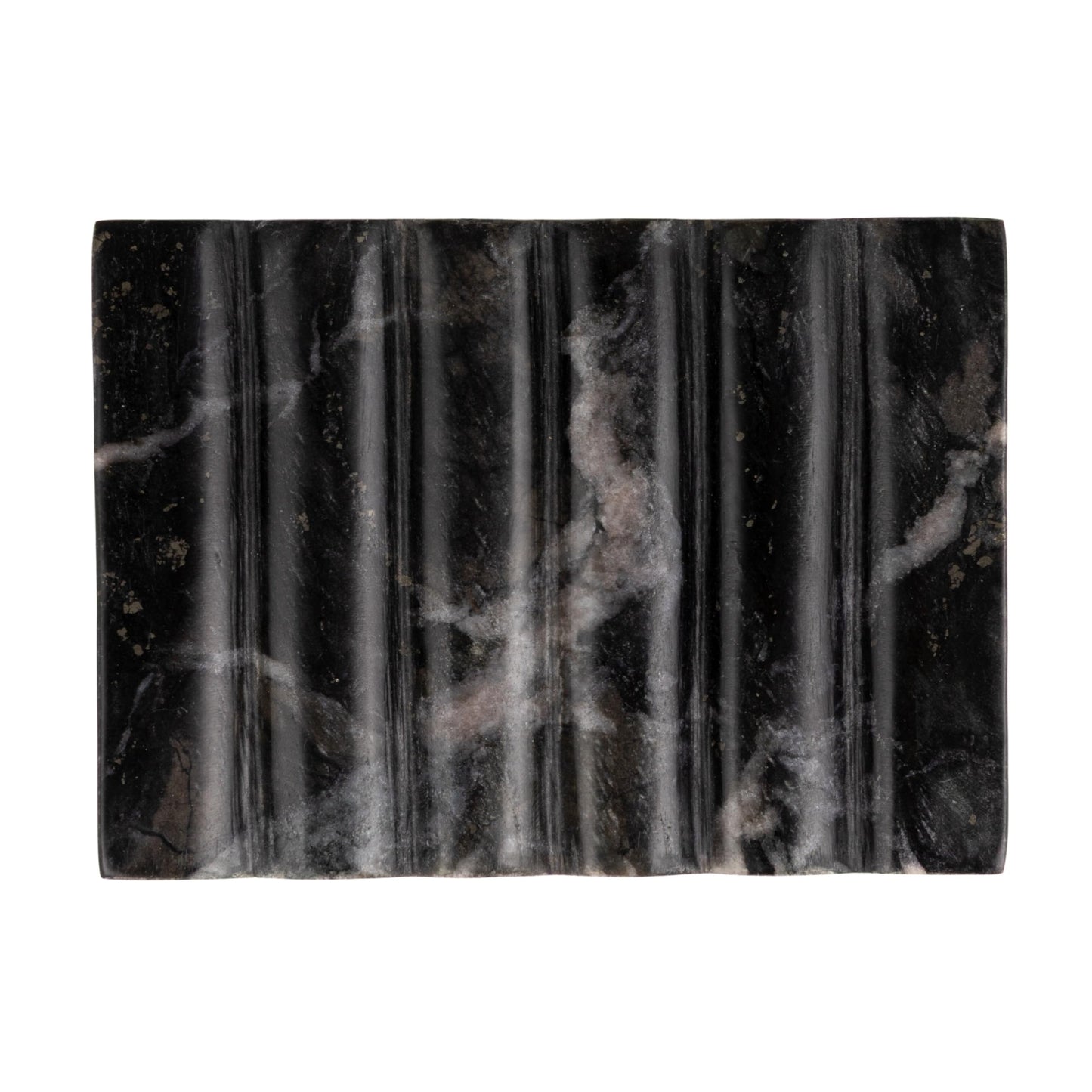 Creative Co-Op Mélange Marble Soap Dish, Black and Beige