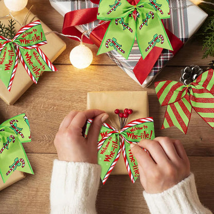 12Pcs Christmas Ornaments Bows Christmas Tree Decorations Red Green 6" Large Wreaths Bows for Gifts Wrapping Holiday Party Xmas Decor