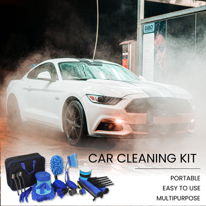 Bemece 29 Piece car detailing kit, car cleaning kit for Cleaning Wheels, Interior, Exterior, Leather, Dashboard, Vents (Blue)…