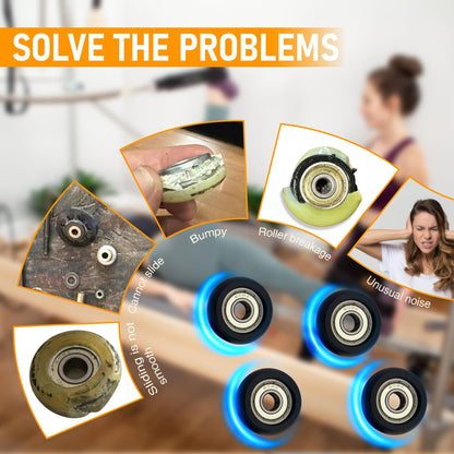 Upgraded Machined Roller Wheels Compatible with AeroPilates Reformer,Replacement Parts for Pilates Reformer Machine,The Bearing Bore Diameter is 5/16 Inch,4Pcs
