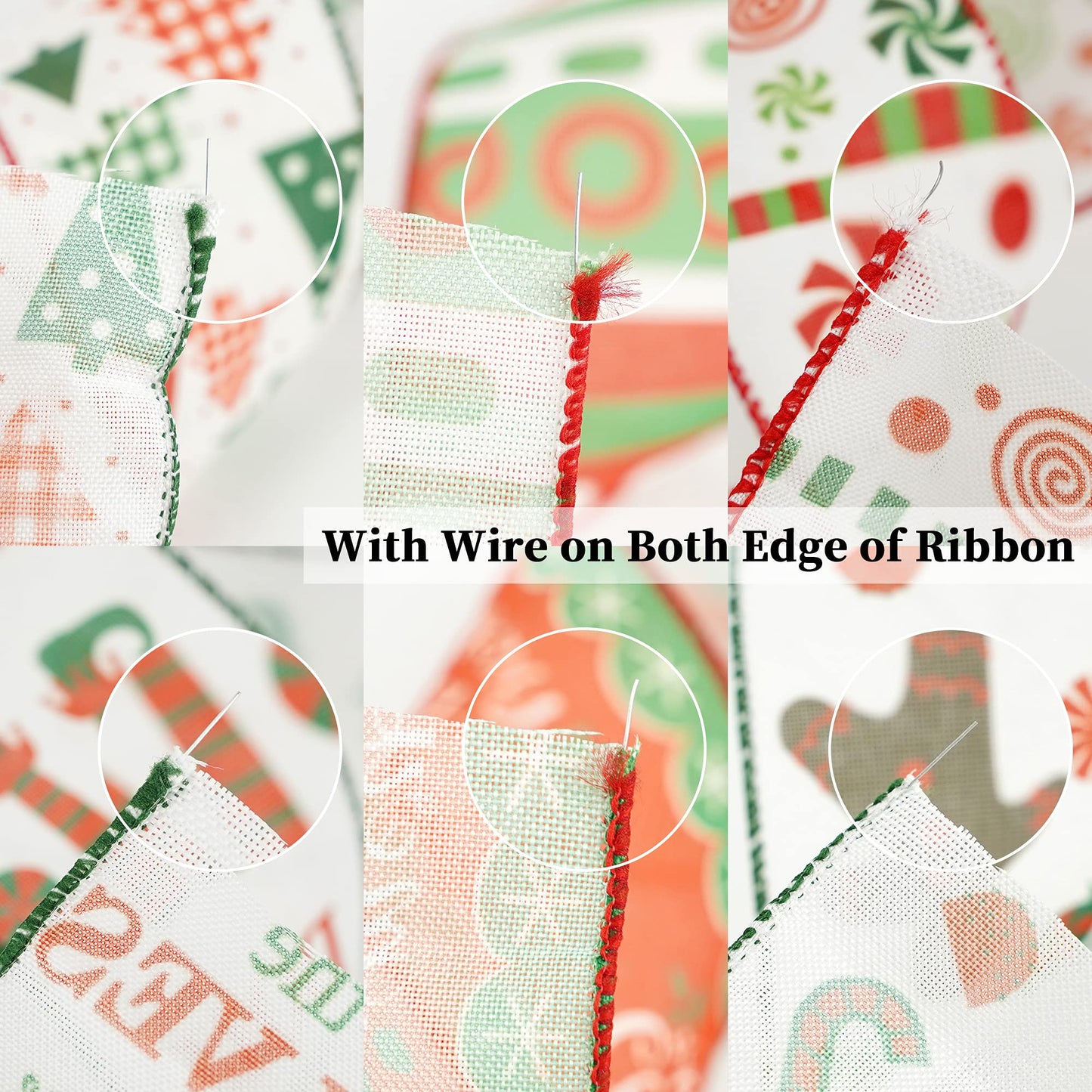 MEEDEE Christmas Ribbon Set - Wired Burlap Ribbon, 2.5 Inch, 6 Rolls, 36 Yards, Red & Green for Trees, Wreaths & Decorations