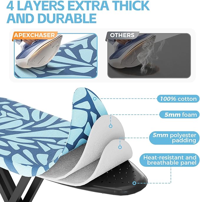 APEXCHASER Ironing Board Full Size, Iron Board and Ironing Board Set Height