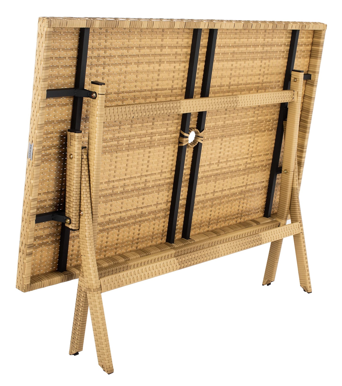 SAFAVIEH Outdoor Collection Akita Natural Folding Table with Umbrella Hole PAT7503D