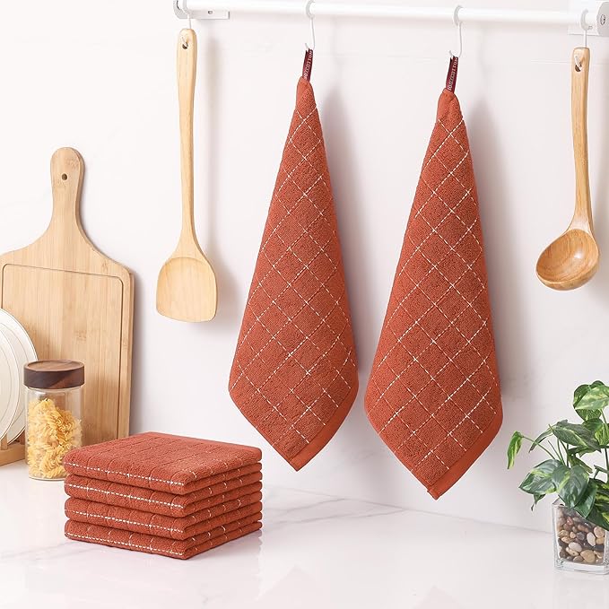 Homaxy 100% Cotton Terry Kitchen Dish Cloths, Ultra Soft and Absorbent Dish