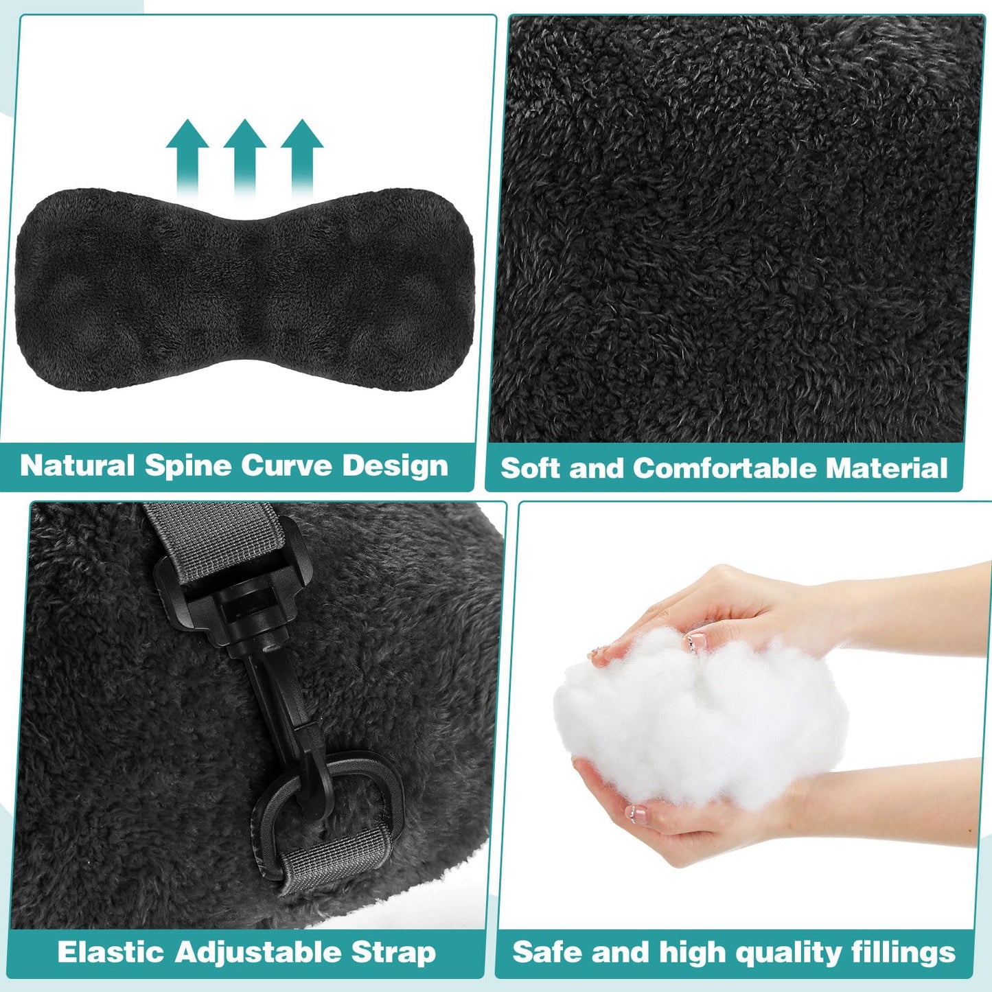 1 Pc Neck Pillow for Recliner Headrest Pillow Bone Shaped Chair Plush with Adjustable Strap Neck Support and Pain Relief Curve Head Cushion for Car Travel Airplane (Grey)