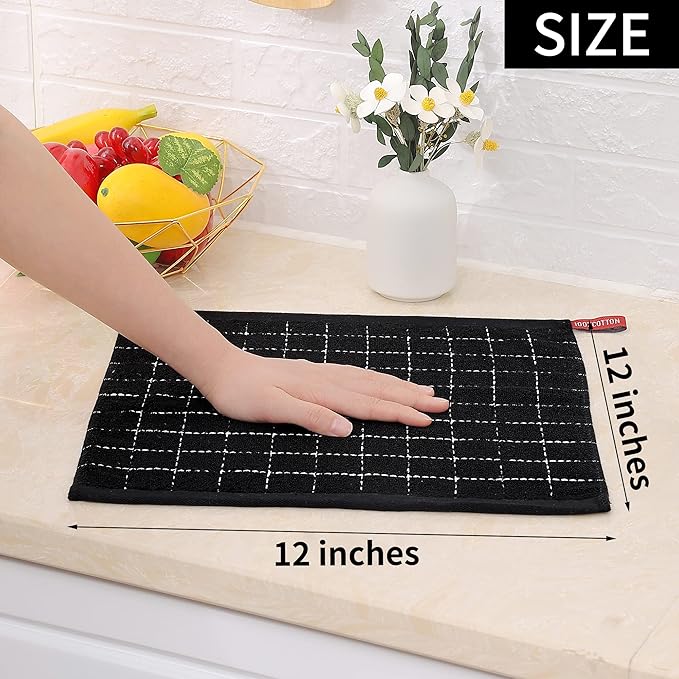 Homaxy 100% Cotton Terry Kitchen Dish Cloths, Ultra Soft and Absorbent Dish