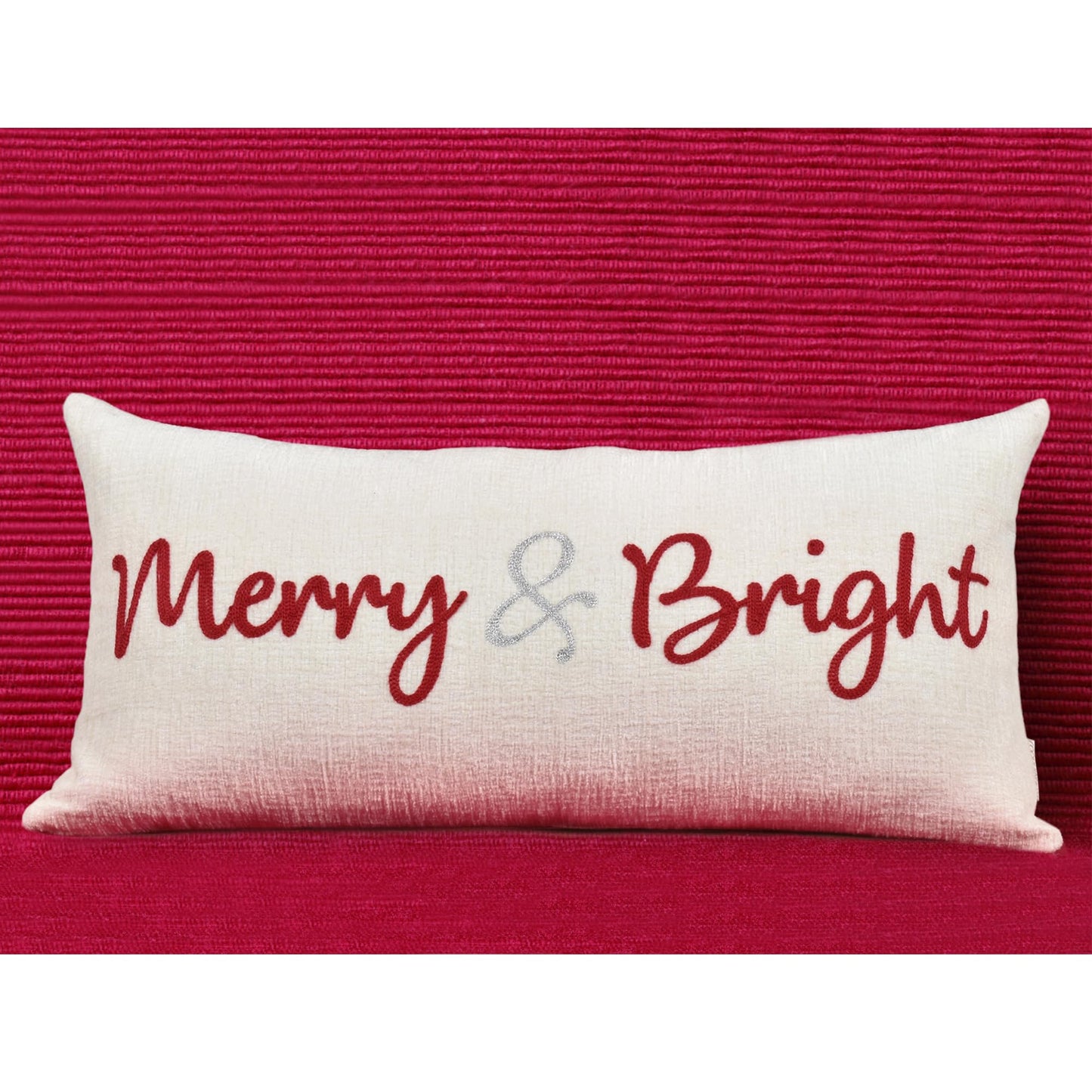 LOOPUINHOM Nice Merry and Bright Christmas Decor Cotton Burlap Decorative Rectangle Throw Lumbar Waist Pillow Case Cushion Cover for Couch Living Room 12X24 inches