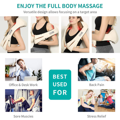 Nekteck Neck Massager for Pain Relief Deep Tissue, FSA Eligible Shiatsu Back Massager with Heating 3D Kneading Massage Pillow for Shoulder Leg Muscle, Office Home Car Use, HSA Eligible, Plug-in Use
