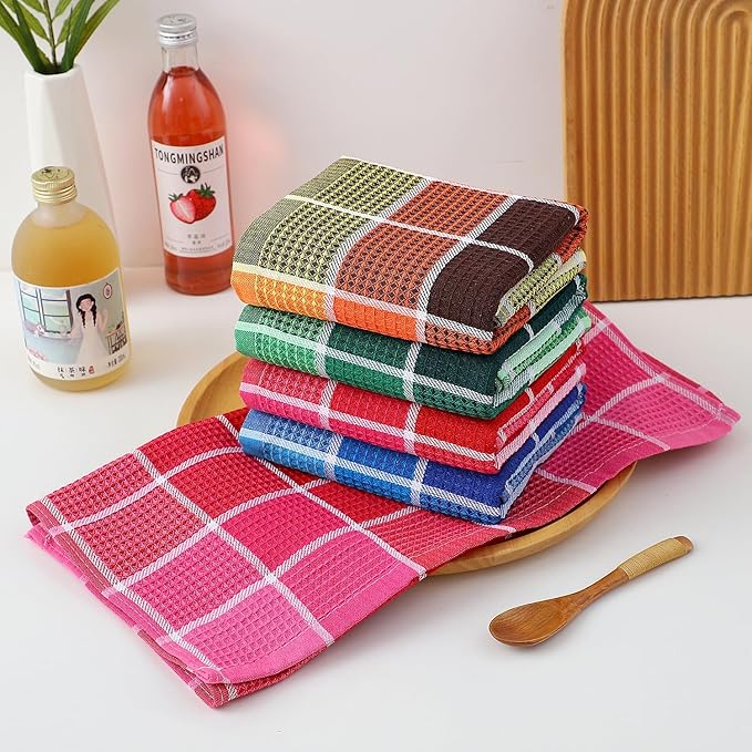Bright Large Kitchen Towels, 16 Inch x 26 Inch Buffalo Check Dish Towels