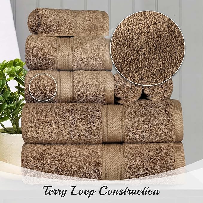 SUPERIOR Egyptian Cotton Pile Bath Towel Set of 2, Ultra Soft Luxury Towels